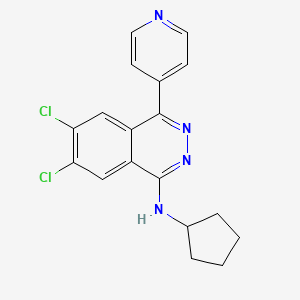 molecular formula C18H16Cl2N4 B610813 6,7-dichloro-N-cyclopentyl-4-(pyridin-4-yl)phthalazin-1-amine CAS No. 1982372-88-2