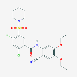 molecular formula C23H25Cl2N3O5S B6108162 2,4-DICHLORO-N-(2-CYANO-4,5-DIETHOXYPHENYL)-5-(1-PIPERIDINYLSULFONYL)BENZAMIDE 