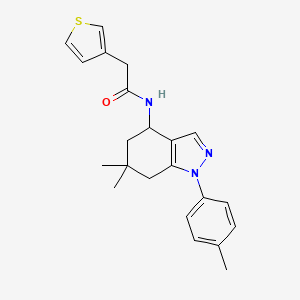 N-[6,6-dimethyl-1-(4-methylphenyl)-4,5,6,7-tetrahydro-1H-indazol-4-yl]-2-(3-thienyl)acetamide