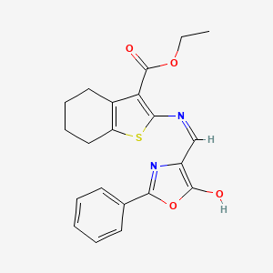 molecular formula C21H20N2O4S B6108251 ethyl 2-{[(5-oxo-2-phenyl-1,3-oxazol-4(5H)-ylidene)methyl]amino}-4,5,6,7-tetrahydro-1-benzothiophene-3-carboxylate 