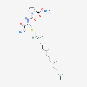 molecular formula C29H50N2Na2O5S B610837 二钠；(2R)-1-[[(1S)-1-羧酸-2-[(E)-3,7,11,15-四甲基十六-2-烯基]硫烷基乙基]氨基甲酰基]吡咯烷-2-羧酸盐 CAS No. 2234902-05-5