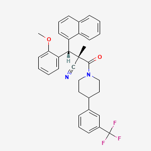 molecular formula C34H31F3N2O2 B610841 (2S,3S)-3-(2-甲氧基苯基)-2-甲基-3-(1-萘基)-2-({4-[3-(三氟甲基)苯基]哌啶-1-基}羰基)丙腈 CAS No. 796854-35-8