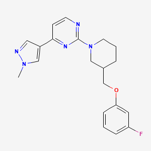 molecular formula C20H22FN5O B6108423 2-{3-[(3-fluorophenoxy)methyl]piperidin-1-yl}-4-(1-methyl-1H-pyrazol-4-yl)pyrimidine 