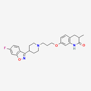 molecular formula C25H28FN3O3 B610849 7-(3-(4-(6-氟苯并[d]异恶唑-3-基)哌啶-1-基)丙氧基)-3-甲基-3,4-二氢喹啉-2(1H)-酮 CAS No. 1401333-14-9