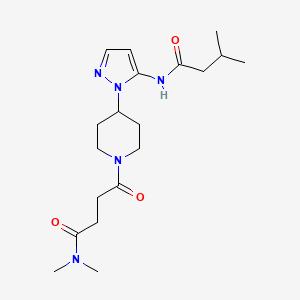 molecular formula C19H31N5O3 B6108520 N,N-dimethyl-4-(4-{5-[(3-methylbutanoyl)amino]-1H-pyrazol-1-yl}-1-piperidinyl)-4-oxobutanamide 