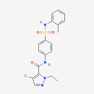 molecular formula C19H19ClN4O3S B6108556 4-chloro-1-ethyl-N-[4-(2-toluidinosulfonyl)phenyl]-1H-pyrazole-5-carboxamide 