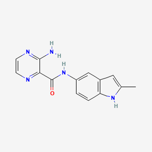 molecular formula C14H13N5O B610884 3-amino-N-(2-methyl-1H-indol-5-yl)pyrazine-2-carboxamide CAS No. 1147823-21-9
