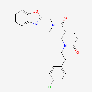 molecular formula C23H24ClN3O3 B6109473 N-(1,3-benzoxazol-2-ylmethyl)-1-[2-(4-chlorophenyl)ethyl]-N-methyl-6-oxo-3-piperidinecarboxamide 