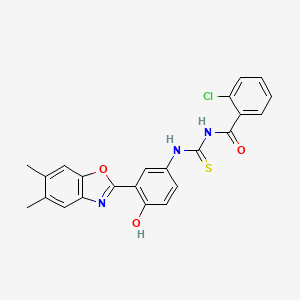 2-chloro-N-({[3-(5,6-dimethyl-1,3-benzoxazol-2-yl)-4-hydroxyphenyl]amino}carbonothioyl)benzamide