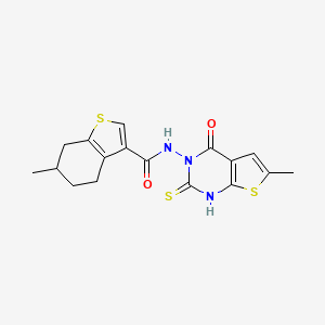 6-methyl-N-(6-methyl-4-oxo-2-sulfanylthieno[2,3-d]pyrimidin-3(4H)-yl)-4,5,6,7-tetrahydro-1-benzothiophene-3-carboxamide