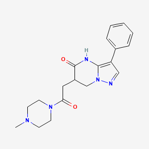 molecular formula C19H23N5O2 B6109562 6-[2-(4-methylpiperazin-1-yl)-2-oxoethyl]-3-phenyl-6,7-dihydro-4H-pyrazolo[1,5-a]pyrimidin-5-one 