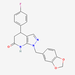 1-[(2H-1,3-BENZODIOXOL-5-YL)METHYL]-4-(4-FLUOROPHENYL)-1H,4H,5H,6H,7H-PYRAZOLO[3,4-B]PYRIDIN-6-ONE