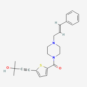 molecular formula C23H26N2O2S B6109622 [5-(3-hydroxy-3-methylbut-1-yn-1-yl)thiophen-2-yl]{4-[(2E)-3-phenylprop-2-en-1-yl]piperazin-1-yl}methanone 