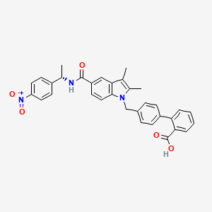 molecular formula C33H29N3O5 B610964 4'-[(2,3-Dimethyl-5-{[(1s)-1-(4-Nitrophenyl)ethyl]carbamoyl}-1h-Indol-1-Yl)methyl]biphenyl-2-Carboxylic Acid CAS No. 1338259-05-4