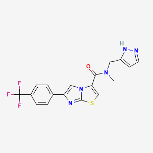 molecular formula C18H14F3N5OS B6109698 N-methyl-N-(1H-pyrazol-5-ylmethyl)-6-[4-(trifluoromethyl)phenyl]imidazo[2,1-b][1,3]thiazole-3-carboxamide 