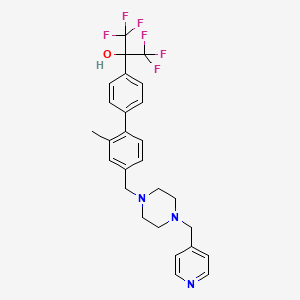 molecular formula C27H27F6N3O B610971 2'-甲基-4'-[[4-(4-吡啶基甲基)-1-哌嗪基]甲基]-α,α-双(三氟甲基)-[1,1'-联苯]-4-甲醇 CAS No. 1414248-06-8