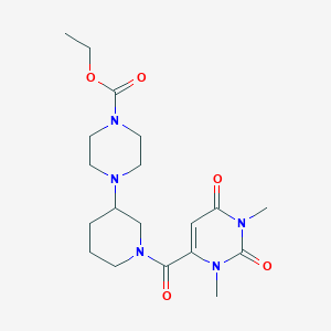 molecular formula C19H29N5O5 B6109713 ethyl 4-{1-[(1,3-dimethyl-2,6-dioxo-1,2,3,6-tetrahydro-4-pyrimidinyl)carbonyl]-3-piperidinyl}-1-piperazinecarboxylate 