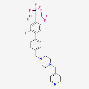 molecular formula C26H24F7N3O B610972 2-氟-4'-[[4-(4-吡啶基甲基)-1-哌嗪基]甲基]-α,α-双(三氟甲基)-[1,1'-联苯]-4-甲醇 CAS No. 1359164-11-6