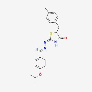 molecular formula C21H23N3O2S B6109766 (2E)-5-(4-methylbenzyl)-2-{(2E)-[4-(propan-2-yloxy)benzylidene]hydrazinylidene}-1,3-thiazolidin-4-one 