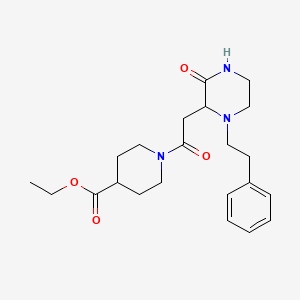 molecular formula C22H31N3O4 B6109792 Ethyl 1-[2-[3-oxo-1-(2-phenylethyl)piperazin-2-yl]acetyl]piperidine-4-carboxylate 