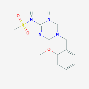 molecular formula C12H18N4O3S B6109876 N-[5-(2-methoxybenzyl)-1,4,5,6-tetrahydro-1,3,5-triazin-2-yl]methanesulfonamide 