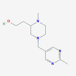 molecular formula C13H22N4O B6109877 2-{1-methyl-4-[(2-methyl-5-pyrimidinyl)methyl]-2-piperazinyl}ethanol 