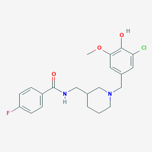 molecular formula C21H24ClFN2O3 B6109881 N-{[1-(3-chloro-4-hydroxy-5-methoxybenzyl)-3-piperidinyl]methyl}-4-fluorobenzamide 