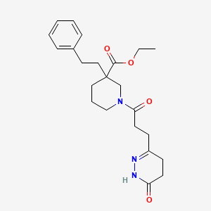 ethyl 1-[3-(6-oxo-1,4,5,6-tetrahydro-3-pyridazinyl)propanoyl]-3-(2-phenylethyl)-3-piperidinecarboxylate