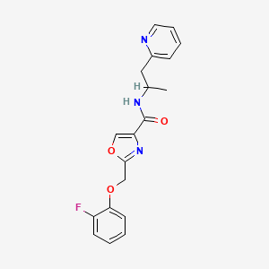 molecular formula C19H18FN3O3 B6109898 2-[(2-fluorophenoxy)methyl]-N-[1-methyl-2-(2-pyridinyl)ethyl]-1,3-oxazole-4-carboxamide 