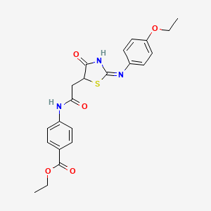 molecular formula C22H23N3O5S B6109921 Ethyl 4-[[2-[2-(4-ethoxyanilino)-4-oxo-1,3-thiazol-5-yl]acetyl]amino]benzoate 