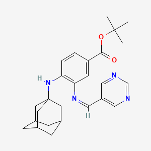 molecular formula C26H32N4O2 B610995 叔丁基4-(1-金刚烷基氨基)-3-(嘧啶-5-基亚甲基氨基)苯甲酸酯 CAS No. 1793052-96-6