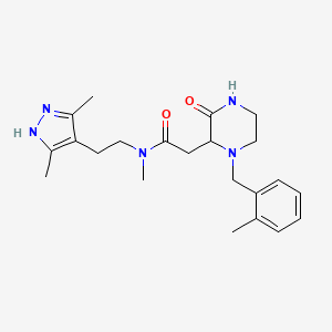 molecular formula C22H31N5O2 B6109955 N-[2-(3,5-dimethyl-1H-pyrazol-4-yl)ethyl]-N-methyl-2-[1-(2-methylbenzyl)-3-oxo-2-piperazinyl]acetamide 