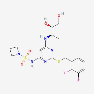 molecular formula C18H23F2N5O4S2 B610998 N-(2-((2,3-二氟苄基)硫代)-6-(((2R,3R)-3,4-二羟基丁-2-基)氨基)嘧啶-4-基)氮杂环丁-1-磺酰胺 CAS No. 1204707-71-0