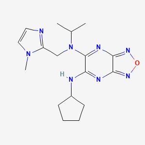 molecular formula C17H24N8O B6110016 N'-cyclopentyl-N-isopropyl-N-[(1-methyl-1H-imidazol-2-yl)methyl][1,2,5]oxadiazolo[3,4-b]pyrazine-5,6-diamine 