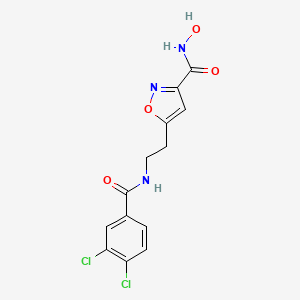 molecular formula C13H11Cl2N3O4 B611004 5-[2-[(3,4-Dichlorobenzoyl)amino]ethyl]-N-hydroxy-3-isoxazolecarboxamide CAS No. 2245942-72-5