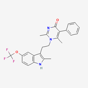 molecular formula C24H22F3N3O2 B6110138 2,6-DIMETHYL-1-{2-[2-METHYL-5-(TRIFLUOROMETHOXY)-1H-INDOL-3-YL]ETHYL}-5-PHENYL-1,4-DIHYDROPYRIMIDIN-4-ONE 