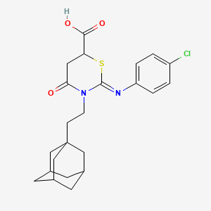 molecular formula C23H27ClN2O3S B611015 3-[2-(1-Adamantyl)ethyl]-2-(4-chlorophenyl)imino-4-oxo-1,3-thiazinane-6-carboxylic acid CAS No. 442665-87-4