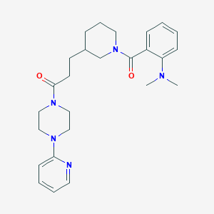 molecular formula C26H35N5O2 B6110173 N,N-dimethyl-2-[(3-{3-oxo-3-[4-(2-pyridinyl)-1-piperazinyl]propyl}-1-piperidinyl)carbonyl]aniline 