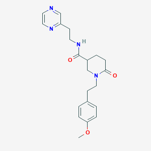 molecular formula C21H26N4O3 B6110181 1-[2-(4-methoxyphenyl)ethyl]-6-oxo-N-[2-(2-pyrazinyl)ethyl]-3-piperidinecarboxamide 