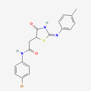 N-(4-bromophenyl)-2-{(2E)-4-hydroxy-2-[(4-methylphenyl)imino]-2,5-dihydro-1,3-thiazol-5-yl}acetamide