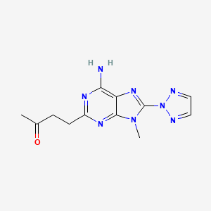molecular formula C12H14N8O B611020 4-[6-Amino-9-methyl-8-(triazol-2-yl)purin-2-yl]butan-2-one CAS No. 1246018-36-9
