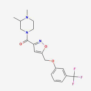 molecular formula C18H20F3N3O3 B6110211 (3,4-Dimethylpiperazin-1-yl)-[5-[[3-(trifluoromethyl)phenoxy]methyl]-1,2-oxazol-3-yl]methanone 