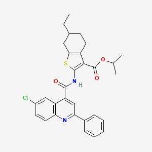 molecular formula C30H29ClN2O3S B6110284 Propan-2-yl 2-{[(6-chloro-2-phenylquinolin-4-yl)carbonyl]amino}-6-ethyl-4,5,6,7-tetrahydro-1-benzothiophene-3-carboxylate 