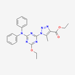 molecular formula C23H23N7O3 B6110291 ethyl 1-[4-(diphenylamino)-6-ethoxy-1,3,5-triazin-2-yl]-5-methyl-1H-1,2,3-triazole-4-carboxylate 