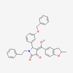 molecular formula C35H31NO5 B611033 (4E)-5-[3-(benzyloxy)phenyl]-4-[hydroxy(2-methyl-2,3-dihydro-1-benzofuran-5-yl)methylidene]-1-(2-phenylethyl)pyrrolidine-2,3-dione CAS No. 843629-43-6