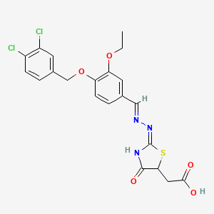 molecular formula C21H19Cl2N3O5S B6110332 {(2E)-2-[(2E)-{4-[(3,4-dichlorobenzyl)oxy]-3-ethoxybenzylidene}hydrazinylidene]-4-oxo-1,3-thiazolidin-5-yl}acetic acid 