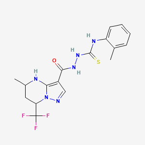 molecular formula C17H19F3N6OS B6110407 N~1~-(2-METHYLPHENYL)-2-{[5-METHYL-7-(TRIFLUOROMETHYL)-4,5,6,7-TETRAHYDROPYRAZOLO[1,5-A]PYRIMIDIN-3-YL]CARBONYL}-1-HYDRAZINECARBOTHIOAMIDE 