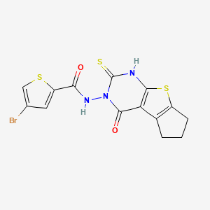 4-bromo-N-(2-mercapto-4-oxo-6,7-dihydro-4H-cyclopenta[4,5]thieno[2,3-d]pyrimidin-3(5H)-yl)-2-thiophenecarboxamide