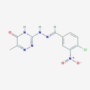 molecular formula C11H9ClN6O3 B6110468 3-[(2E)-2-[(4-CHLORO-3-NITROPHENYL)METHYLIDENE]HYDRAZIN-1-YL]-6-METHYL-4,5-DIHYDRO-1,2,4-TRIAZIN-5-ONE 