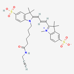 molecular formula C33H38KN3O7S2 B611055 2-(3-(3,3-Dimethyl-1-(6-oxo-6-(prop-2-yn-1-ylamino)hexyl)-5-sulfoindolin-2-ylidene)prop-1-en-1-yl)-1,3,3-trimethyl-3H-indol-1-ium-5-sulfonate CAS No. 2055138-87-7